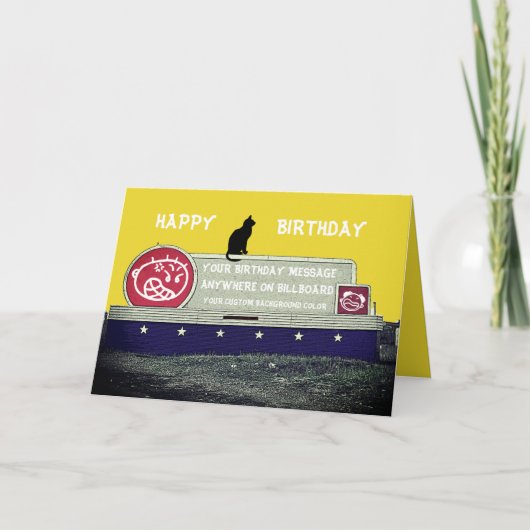 CUSTOM BIRTHDAY BILLBOARD W/ SITTING BLACK CAT KARTE (Vorderseite)