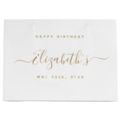 Custom Birthday Black and Gold Große Geschenktüte (Vorderseite)