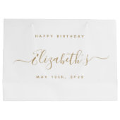 Custom Birthday Black and Gold Große Geschenktüte (Rückseite)