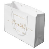 Custom Birthday Black and Gold Große Geschenktüte (Rückseite Schrägansicht)