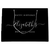 Custom Birthday Black and White Große Geschenktüte (Vorderseite)
