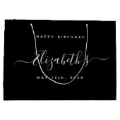 Custom Birthday Black and White Große Geschenktüte (Rückseite)