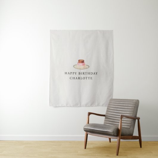 Custom Birthday Cake Name Flag Fabric Banner Wandteppich (Beispiel)