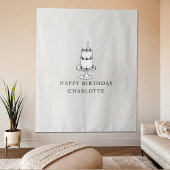 Custom Birthday Cake Name Flag Fabric Banner Wandteppich