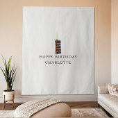 Custom Birthday Cake Name Flag Fabric Banner  Wandteppich