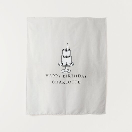 Custom Birthday Cake Name Flag Fabric Banner Wandteppich (Vorderseite)