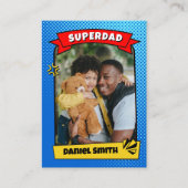 Custom Birthday Card Comic Superdad Trading Card Telefonnummerkarte (Vorderseite)