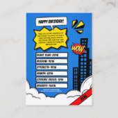 Custom Birthday Card Comic Superdad Trading Card Telefonnummerkarte (Rückseite)