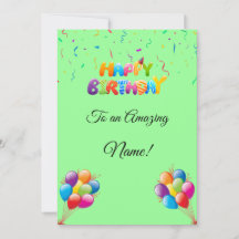 Custom Birthday Card mit Balloons & Confetti