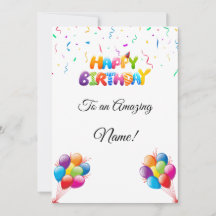 Custom Birthday Card mit Balloons & Confetti