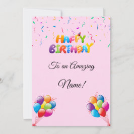 Custom Birthday Card mit Balloons & Confetti Feiertagskarte