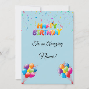 Custom Birthday Card mit Balloons & Confetti Feiertagskarte