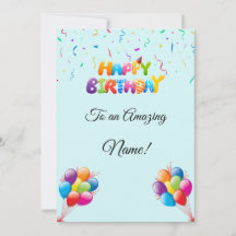 Custom Birthday Card mit Balloons & Confetti