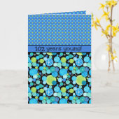 Custom Birthday Card: Quirky Moons and Polka Dots Karte (Gelbe Blume)