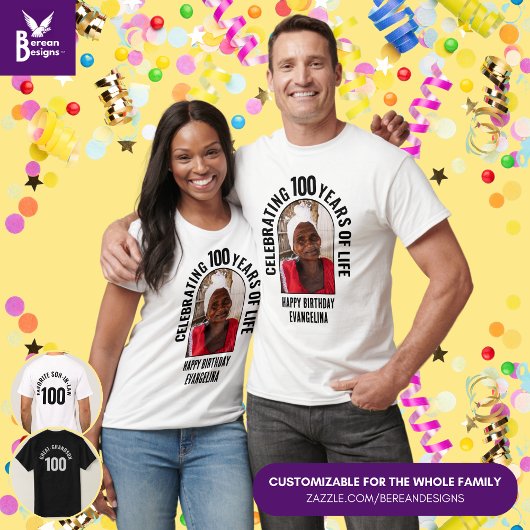Custom Birthday Celebration Matching Family Foto T-Shirt