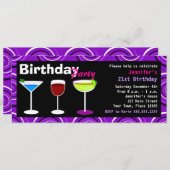 Custom Birthday Cocktail Party Einladen Lila Swirl Einladung (Vorne/Hinten)
