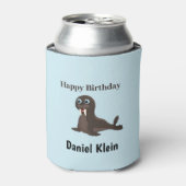 Custom birthday cute gray seal blue dosenkühler (Kanne Vorderseite)