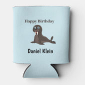 Custom birthday cute gray seal blue dosenkühler (Vorderseite)
