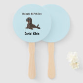 Custom birthday cute gray seal blue fächer (Vorne und Hinten)