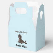 Custom birthday cute gray seal blue geschenkschachtel (Geöffnet)