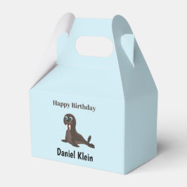 Custom birthday cute gray seal blue geschenkschachtel
