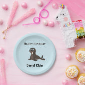 Custom birthday cute gray seal blue pappteller (Party)