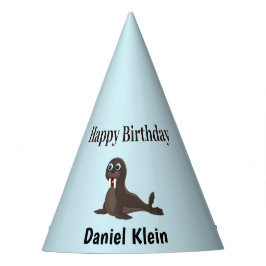 Custom birthday cute gray seal blue partyhütchen
