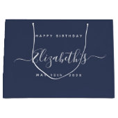 Custom Birthday Dark Blue Große Geschenktüte (Vorderseite)