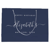 Custom Birthday Dark Blue Große Geschenktüte (Rückseite)