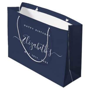 Custom Birthday Dark Blue Große Geschenktüte