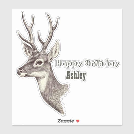 Custom Birthday Deer Sticker (Blatt)