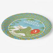 Custom Birthday Dinosaur Triceratops jedes Alter B Pappteller (Schrägansicht)