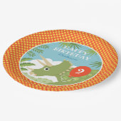 Custom Birthday Dinosaur Triceratops jedes Alter r Pappteller (Schrägansicht)