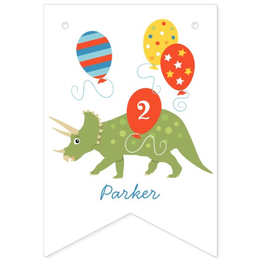 Custom Birthday Dinosaur Triceratops jedes Alter Wimpelkette (Erste Fahne)