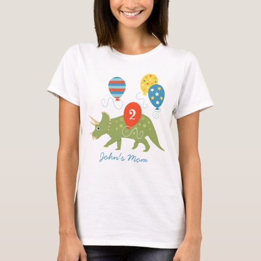 Custom Birthday Dinosaur Triceratops Mama Eltern T-Shirt (Vorderseite)