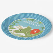 Custom Birthday Dinosaurier Triceratops jeder Alte Pappteller (Schrägansicht)