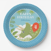 Custom Birthday Dinosaurier Triceratops jeder Alte Pappteller (Vorderseite)