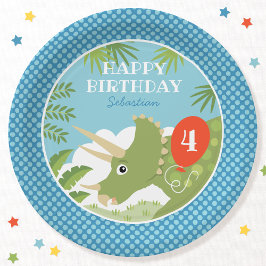 Custom Birthday Dinosaurier Triceratops jeder Alte Pappteller