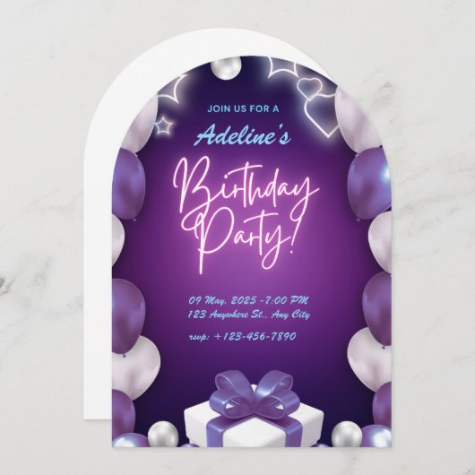 Custom Birthday Einladung für Erwachsene (Vorne/Hinten)