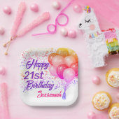 Custom Birthday farbenfrohe Confetti mit Balloons Pappteller (Party)