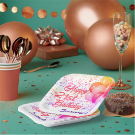 Custom Birthday farbenfrohe Confetti mit Balloons Pappteller