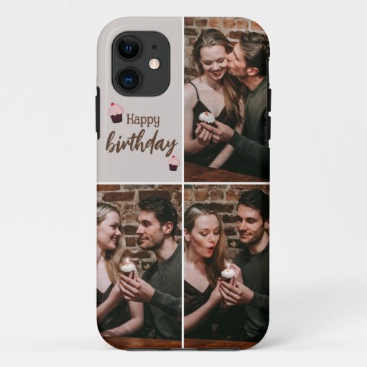 Custom Birthday Foto Collage iPhone Case (Rückseite)
