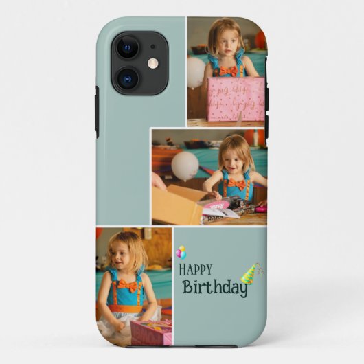 Custom Birthday Foto Collage iPhone Case (Rückseite)