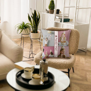 Custom Birthday Foto Collage Throw Kissen