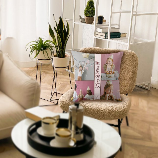 Custom Birthday Foto Collage Throw Kissen (Von Creator hochgeladen)