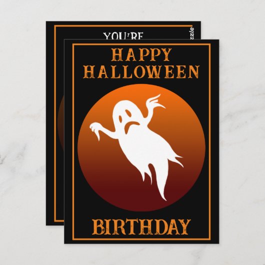 CUSTOM BIRTHDAY GHOST HALLOWEEN-PARTY FEIERUNG POSTKARTE (Vorne/Hinten)