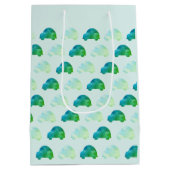 Custom Birthday Gift Bag - Watercolor Car Muster Mittlere Geschenktüte (Rückseite)