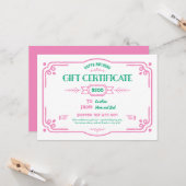Custom Birthday Gift Certificate Karte (Vorderseite/Rückseite Beispiel)