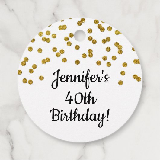 Custom Birthday Gold Confetti Geschenkanhänger (Rückseite)