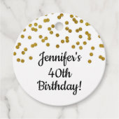 Custom Birthday Gold Confetti Geschenkanhänger (Vorderseite)